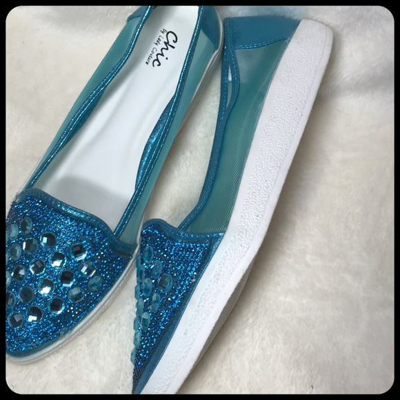 Chic by Lady Couture turquoise glitter  flats - Picture 2 of 8